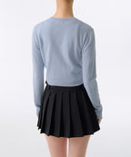 MUSINSA STANDARD WOMAN MUSINSA STANDARD WOMAN Cardigan Round Neck Crop (Sky Blue)