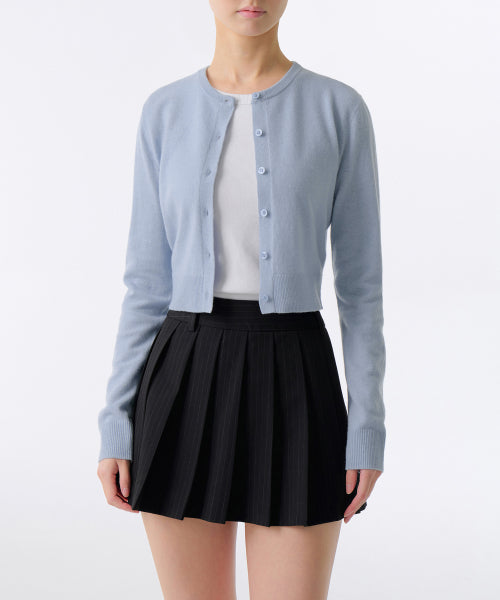 MUSINSA STANDARD WOMAN MUSINSA STANDARD WOMAN Cardigan Round Neck Crop (Sky Blue)