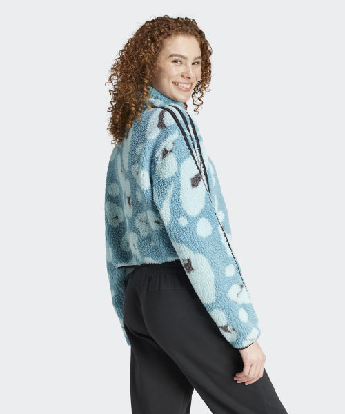 ADIDAS ADIDAS Animal Print Fleece Crop Half Zip Up Top - Size M
