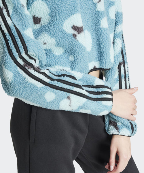ADIDAS ADIDAS Animal Print Fleece Crop Half Zip Up Top - Size M