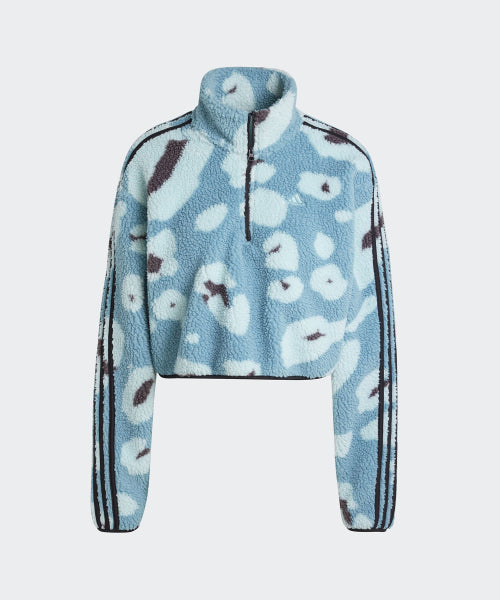 ADIDAS ADIDAS Animal Print Fleece Crop Half Zip Up Top - Size M