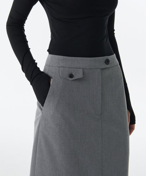 MUSINSA STANDARD WOMAN MUSINSA STANDARD WOMAN Women's Straight Maxi Skirt [Melange Gray]