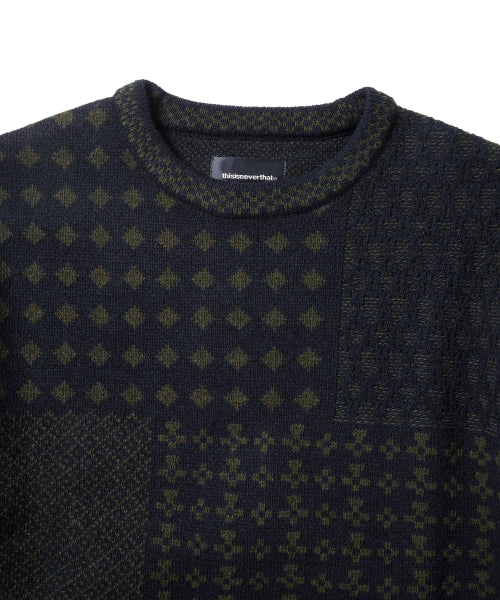 THISISNEVERTHAT THISISNEVERTHAT Block Knit L/S Top Navy