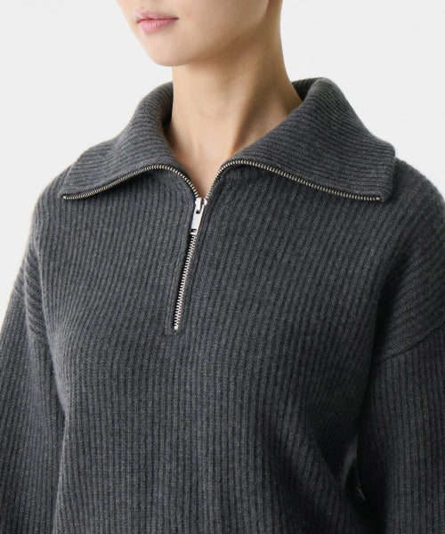 MUSINSA STANDARD WOMAN MUSINSA STANDARD WOMAN Women's Knitwear Half Zip-up [Medium Gray]
