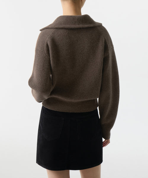 MUSINSA STANDARD WOMAN MUSINSA STANDARD WOMAN Women's Knitwear Half Zip-up [Mocha Brown]