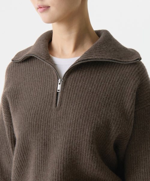 MUSINSA STANDARD WOMAN MUSINSA STANDARD WOMAN Women's Knitwear Half Zip-up [Mocha Brown]