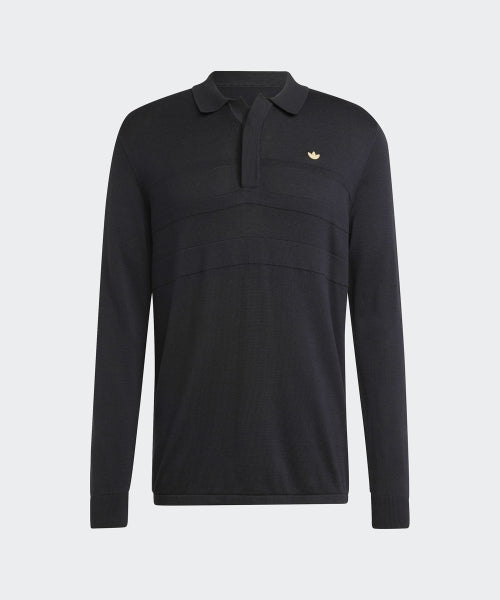 ADIDAS ADIDAS Premium Long Sleeve Polo Shirt - Black
