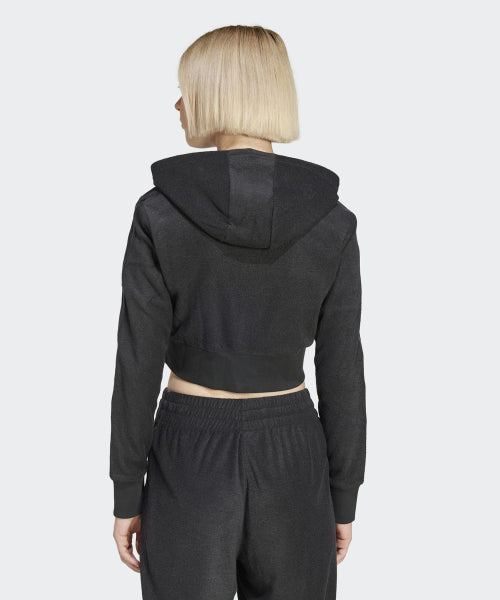 ADIDAS ADIDAS Cropped Full Zip Hoodie - Black