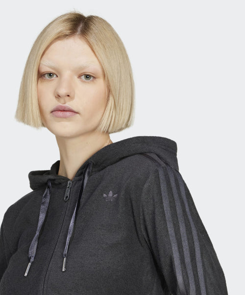 ADIDAS ADIDAS Cropped Full Zip Hoodie - Black