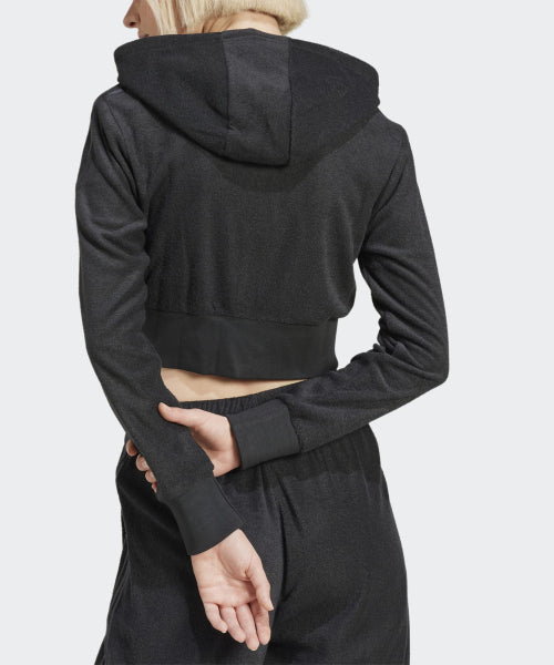 ADIDAS ADIDAS Cropped Full Zip Hoodie - Black