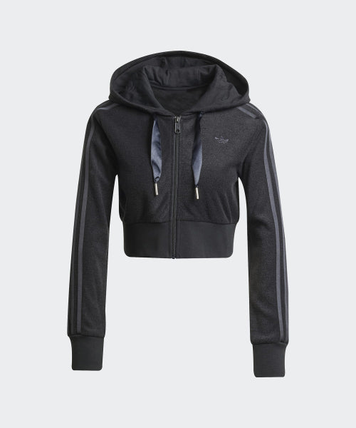 ADIDAS ADIDAS Cropped Full Zip Hoodie - Black