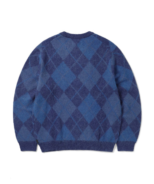 THISISNEVERTHAT THISISNEVERTHAT Mohair Argyle Knit Sweater Blue