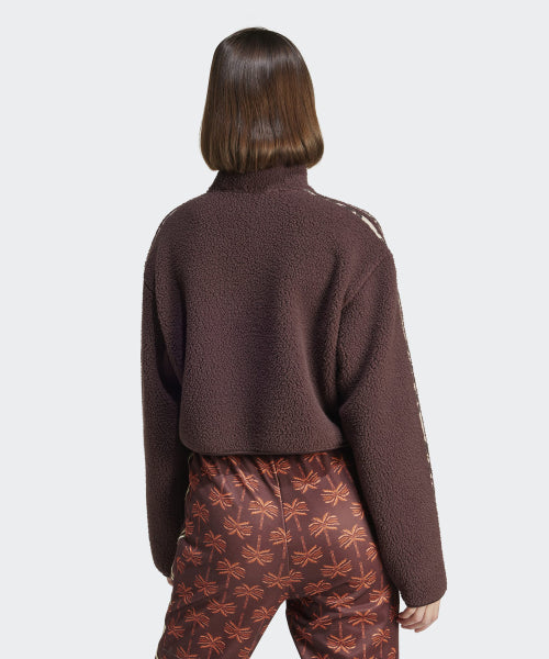ADIDAS ADIDAS Animal Print Fleece Crop Half Zip Up Top - Size M