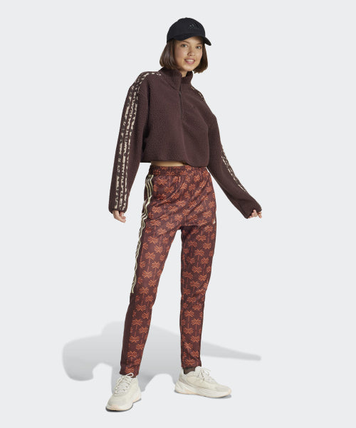 ADIDAS ADIDAS Animal Print Fleece Crop Half Zip Up Top - Size M