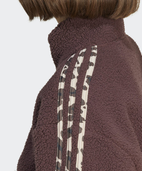 ADIDAS ADIDAS Animal Print Fleece Crop Half Zip Up Top - Size M