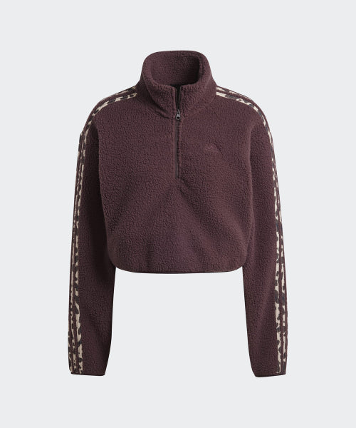 ADIDAS ADIDAS Animal Print Fleece Crop Half Zip Up Top - Size M