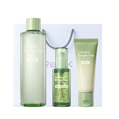 RENK Calming Dragon Cica Soothing Moisturizing Skin Care 3-Piece Set (Toner + Serum + Cream) (+ Shopping Bag)