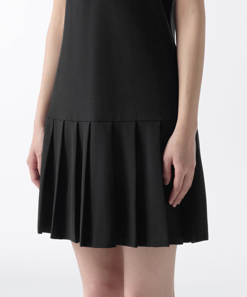 MUSINSA STANDARD WOMAN MUSINSA STANDARD WOMAN Pleated Sleeveless Pique Polo Dress (Black)