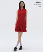 MUSINSA STANDARD WOMAN Pleated Sleeveless Polo Dress - Red