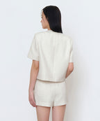 MUSINSA STANDARD WOMAN MUSINSA STANDARD WOMAN Women's Round Neck Tweed Crop Short Sleeve Jacket (Cream)