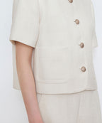 MUSINSA STANDARD WOMAN MUSINSA STANDARD WOMAN Women's Round Neck Tweed Crop Short Sleeve Jacket (Cream)
