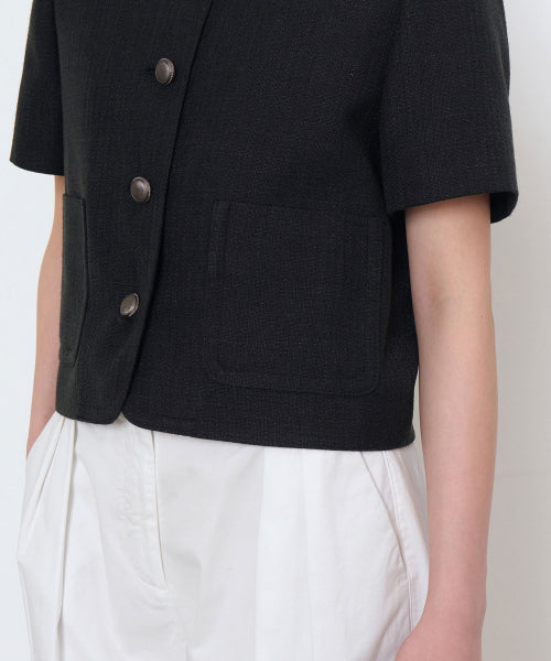 MUSINSA STANDARD WOMAN MUSINSA STANDARD WOMAN Women's Round Neck Tweed Crop Short Sleeve Jacket (Size S)