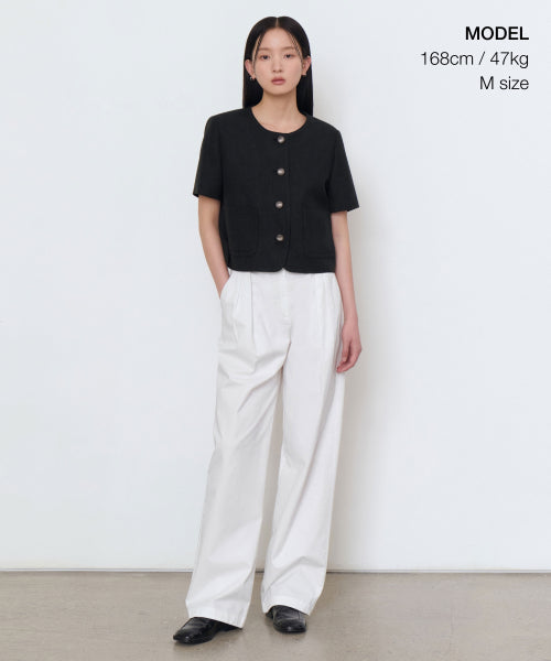 MUSINSA STANDARD WOMAN MUSINSA STANDARD WOMAN Women's Round Neck Tweed Crop Short Sleeve Jacket (Size S)