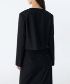 MUSINSA STANDARD WOMAN MUSINSA STANDARD WOMAN Women's Collarless 3 Button Crop Blazer [Black] Size S