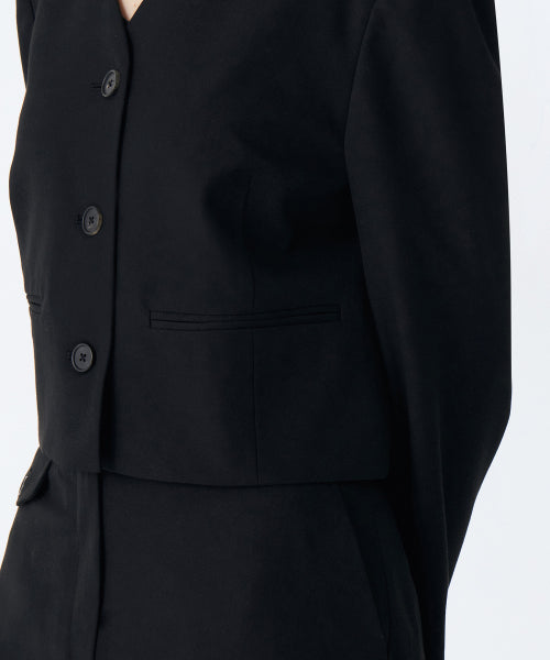 MUSINSA STANDARD WOMAN MUSINSA STANDARD WOMAN Women's Collarless 3 Button Crop Blazer [Black] Size S
