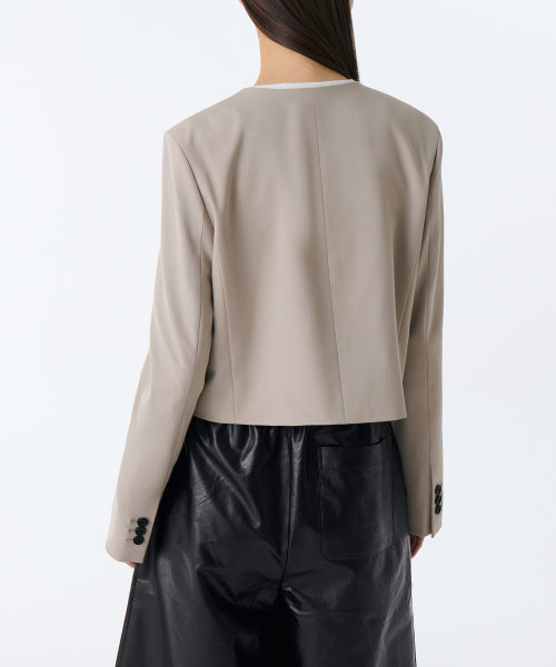 MUSINSA STANDARD WOMAN MUSINSA STANDARD WOMAN Women's Collarless 3 Button Crop Blazer [Warm Sand]