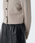 MUSINSA STANDARD WOMAN MUSINSA STANDARD WOMAN Women's Collarless 3 Button Crop Blazer [Warm Sand]