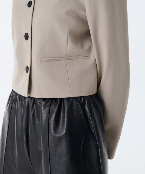 MUSINSA STANDARD WOMAN MUSINSA STANDARD WOMAN Women's Collarless 3 Button Crop Blazer [Warm Sand]