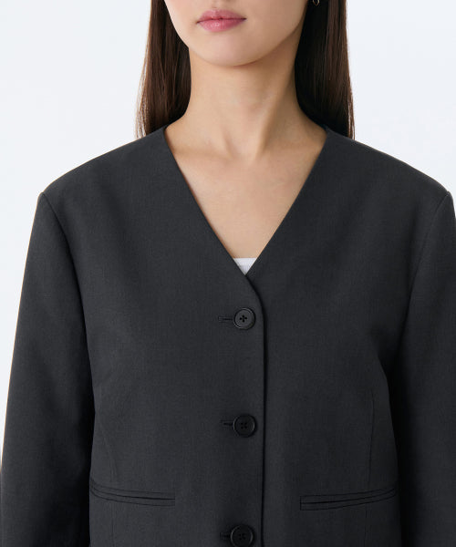 MUSINSA STANDARD WOMAN MUSINSA STANDARD WOMAN Jacket Collarless Crop Blazer (Size S)