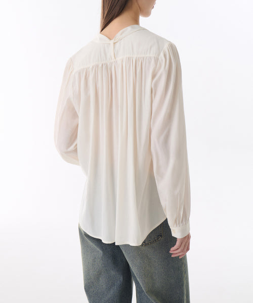 MUSINSA STANDARD WOMAN MUSINSA STANDARD WOMAN Volume Shirring Tie Blouse (Size S)