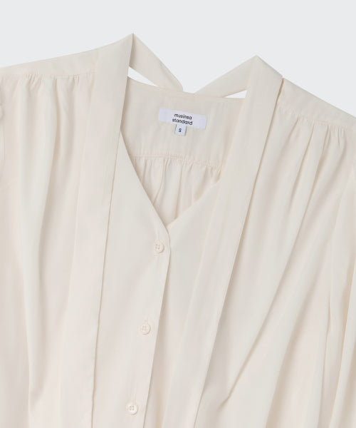 MUSINSA STANDARD WOMAN MUSINSA STANDARD WOMAN Volume Shirring Tie Blouse (Size S)
