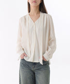 MUSINSA STANDARD WOMAN MUSINSA STANDARD WOMAN Volume Shirring Tie Blouse (Size S)