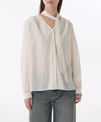 MUSINSA STANDARD WOMAN MUSINSA STANDARD WOMAN Volume Shirring Tie Blouse (Size S)