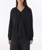 MUSINSA STANDARD WOMAN MUSINSA STANDARD WOMAN Women's Volume Shirring Tie Blouse [Black]