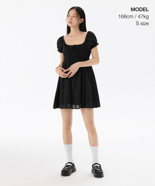 MUSINSA STANDARD WOMAN MUSINSA STANDARD WOMAN Cotton Babydoll Mini Dress (Black)