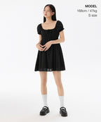 MUSINSA STANDARD WOMAN MUSINSA STANDARD WOMAN Cotton Babydoll Mini Dress (Black)