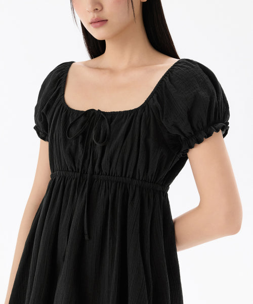 MUSINSA STANDARD WOMAN MUSINSA STANDARD WOMAN Cotton Babydoll Mini Dress (Black)