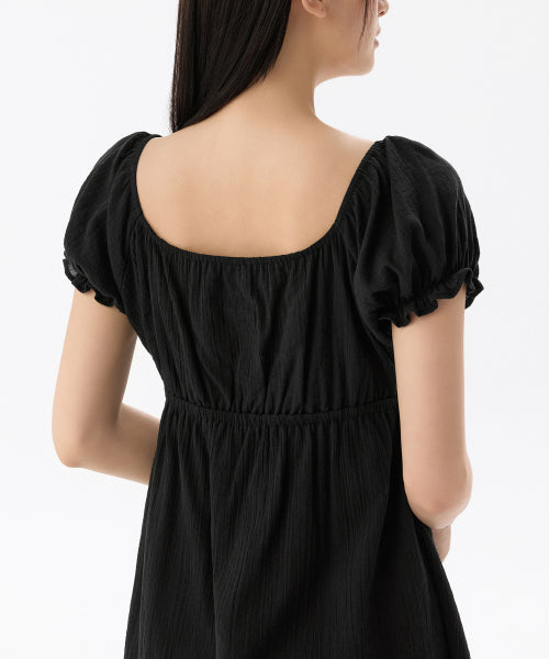 MUSINSA STANDARD WOMAN MUSINSA STANDARD WOMAN Cotton Babydoll Mini Dress (Black)