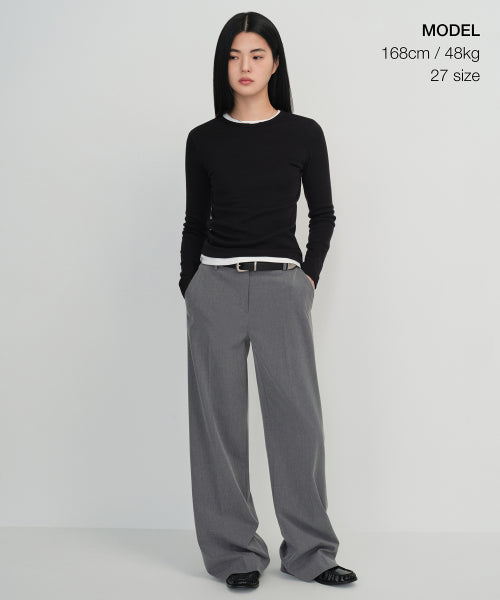 MUSINSA STANDARD WOMAN MUSINSA STANDARD WOMAN Slacks Wide Hidden Banding [Melange Gray]