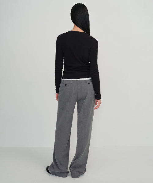 MUSINSA STANDARD WOMAN MUSINSA STANDARD WOMAN Slacks Wide Hidden Banding [Melange Gray]