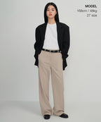 MUSINSA STANDARD WOMAN MUSINSA STANDARD WOMAN Women's Wide Hidden Banding Slacks [Warm Sand]