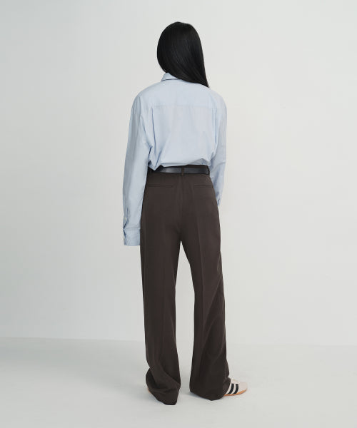 MUSINSA STANDARD WOMAN MUSINSA STANDARD WOMAN High Waist Wide Slacks (Dark Brown)