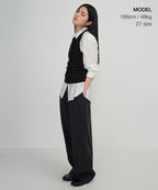 MUSINSA STANDARD WOMAN MUSINSA STANDARD WOMAN High Waist Wide Slacks (Charcoal Gray)