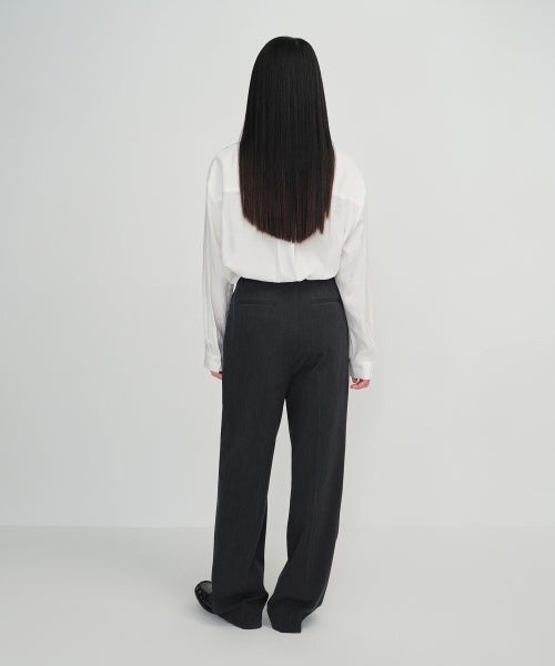 MUSINSA STANDARD WOMAN MUSINSA STANDARD WOMAN High Waist Wide Slacks (Charcoal Gray)