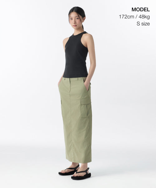 MUSINSA STANDARD WOMAN MUSINSA STANDARD WOMAN Cargo Maxi Skirt Sage