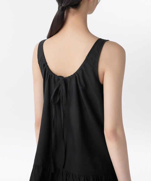 MUSINSA STANDARD WOMAN MUSINSA STANDARD WOMAN Cotton Tiered Mini Dress (Black)